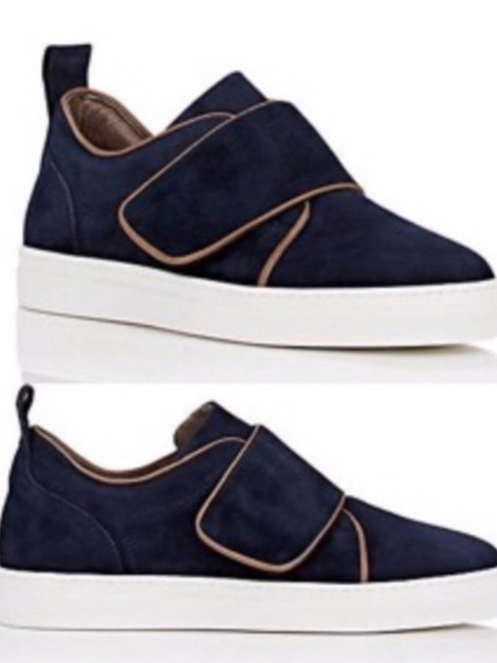 Barney’s New York Navy Blue Suede Velcro Sneakers Casual Designer Shoes Size 35